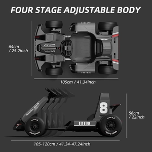 XJD Electric Go Kart 12V Battery Powered Pedal Go Karts for 37-96 Months Kids Youths on Car Electric Vehicle Car Racing Drift Car for Boys Girls with Bluetooth/FM and Remote Control (Black)