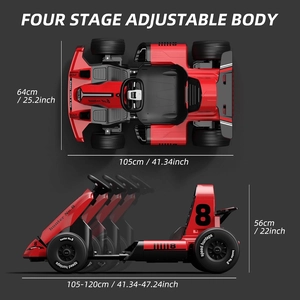 XJD 24V 7Ah Battery Electric Go Kart with Adjustable Seat, Powered Pedal Go Karts for Kids Youths Christmas Birthday Gifts for 3 Years and Up 7.5MPH (Red, 24V)