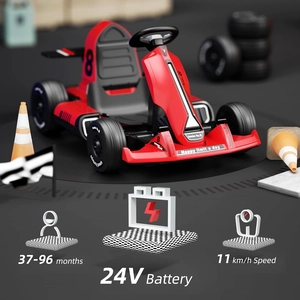 XJD 24V 7Ah Battery Electric Go Kart with Adjustable Seat, Powered Pedal Go Karts for Kids Youths Christmas Birthday Gifts for 3 Years and Up 7.5MPH (Red, 24V)